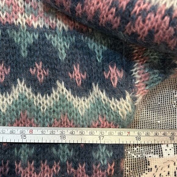 Accordeon Vintage Country Sampler Mohair blend Cardigan Sweater Lg Pastel - Picture 6 of 8